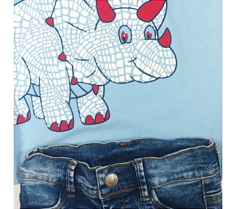 Conjunto Camiseta Pantaloneta Jean Triceratops Niño