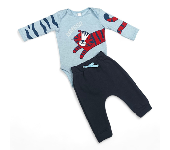 Conjunto Mameluco Manga Larga Pantalon Tela Tigrillo Niño