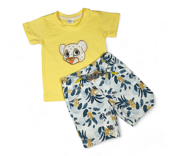Conjunto Camiseta Bermuda Drill Animalitos Niño