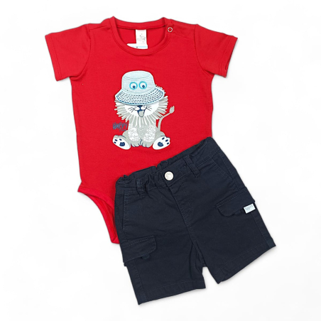 Conjunto Mameluco Bermuda Drill León Niño