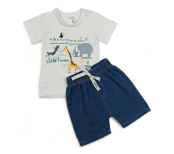 Conjunto Camiseta Pantalon En Jean Suave Animalitos Niño