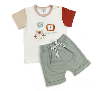 Conjunto Camiseta Pantaloneta Bebé Safari Friends Niño