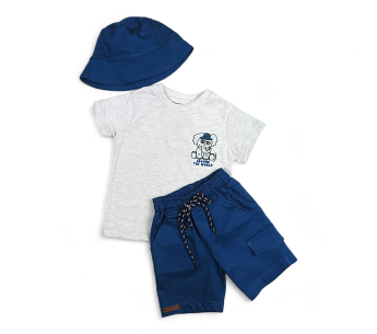 Conjunto Camiseta Bermuda Gorro Elefante Niño