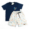 Conjunto Camiseta Bermuda Estampado Dinosaurio Astronauta Niño