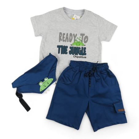 Conjunto Camiseta Bermuda Canguro Cocodrilo Niño