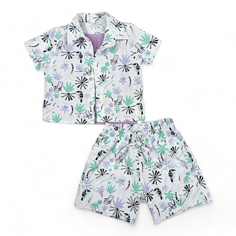 Conjunto 3 Piezas Camiseta Chaleco Pantaloneta Tela Estampado
