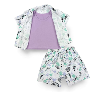 Conjunto 3 Piezas Camiseta Chaleco Pantaloneta Tela Estampado