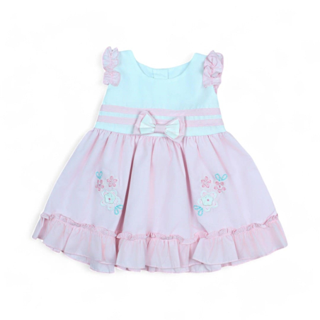 Vestido Niña Moño  Con Bordado