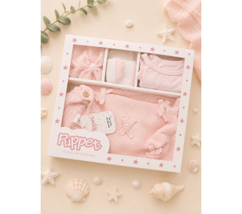 Primera Muda para Bebé Niña con Moños en Hilo Tejido