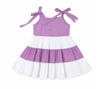 Vestido Infantil para Niña con Tirantes de Moño y Falda Amplia