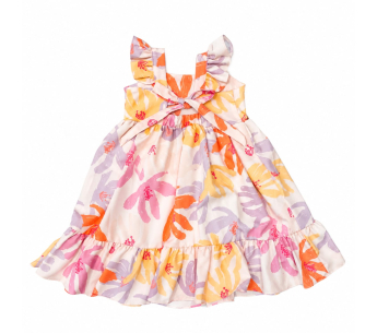Vestido Infantil para Niña en Seda Suave con Volantes y Falda Amplia
