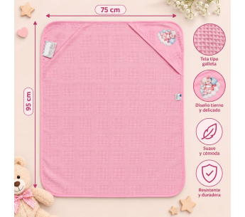 Manta para Bebé en Tela Waffle con Capota Suave para Recién Nacido