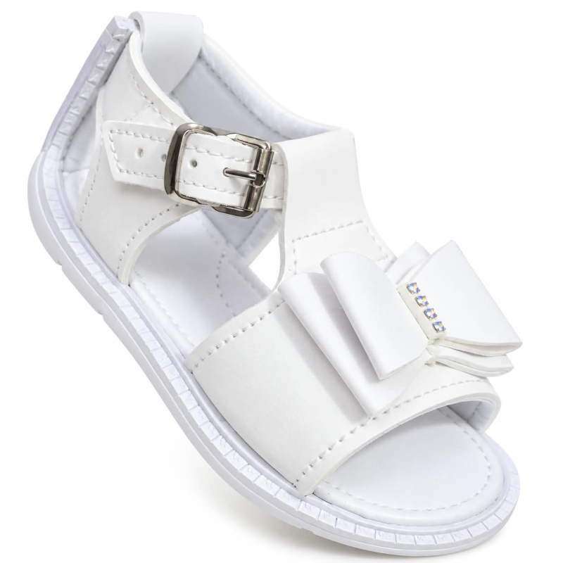Sandalias No Tuerce para Niña Blancas con Moño Decorativo