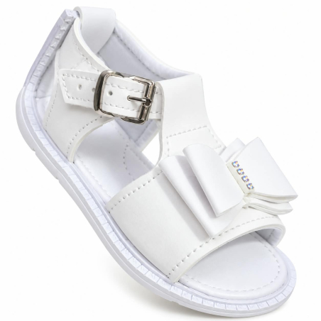 Sandalias No Tuerce para Niña Blancas con Moño Decorativo