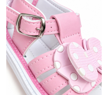 Sandalias No Tuerce para Niña Rosadas con Moño de Lunares