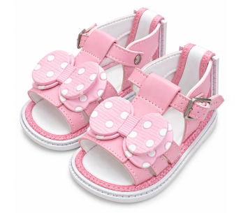Sandalias No Tuerce para Niña Rosadas con Moño de Lunares