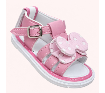 Sandalias No Tuerce para Niña Rosadas con Moño de Lunares