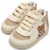 Zapatos No Tuerce para Bebé Beige con Brillos y Osito