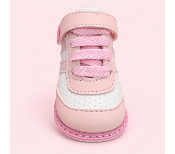 Zapatos No Tuerce para Niña Rosados con Blanco y Flor Decorativa