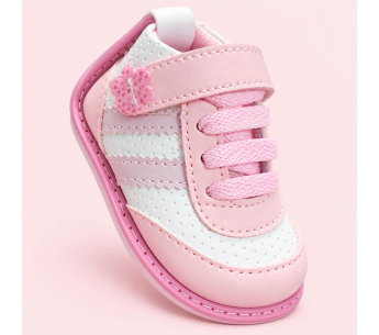 Zapatos No Tuerce para Niña Rosados con Blanco y Flor Decorativa