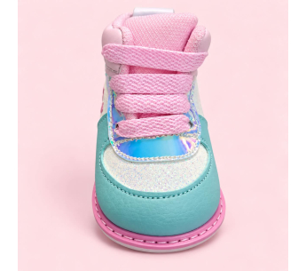Zapatos No Tuerce para Niña Turquesa Rosado con Brillos