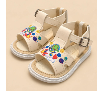 Sandalias No Tuerce para Niño Beige con Estampado de Cohete Espacial