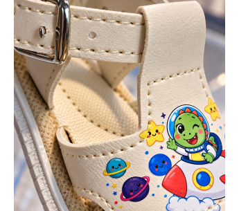 Sandalias No Tuerce para Niño Beige con Estampado de Cohete Espacial