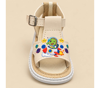 Sandalias No Tuerce para Niño Beige con Estampado de Cohete Espacial