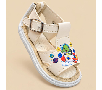 Sandalias No Tuerce para Niño Beige con Estampado de Cohete Espacial