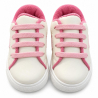 Tenis Para Niña Beige Con Rosado, Cordones Gruesos y Suela Blanca