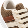 Tenis Para Niño Color Café Con Beige, Malla Transpirable y Suela Blanca
