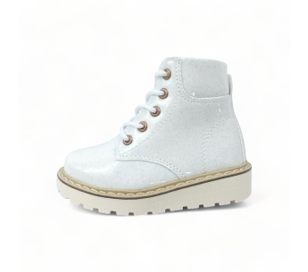 Botas Charol Con Escharcha Color Blanco para Niña