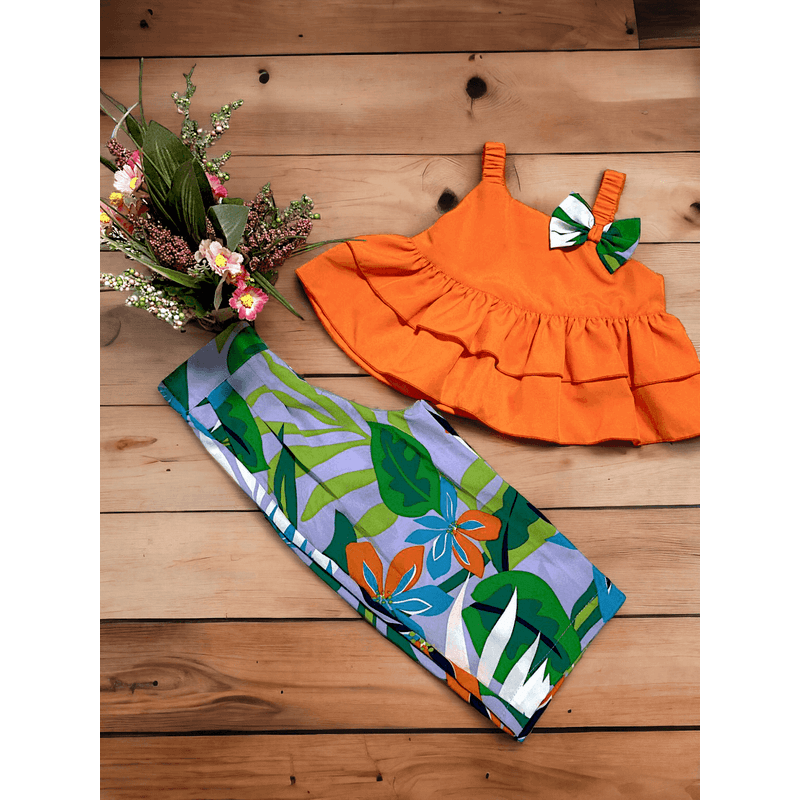 Conjunto Blusa Pantalón Tela Estampado Ema Niña