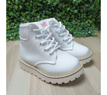 Botas Charol Con Escharcha Color Blanco para Niña